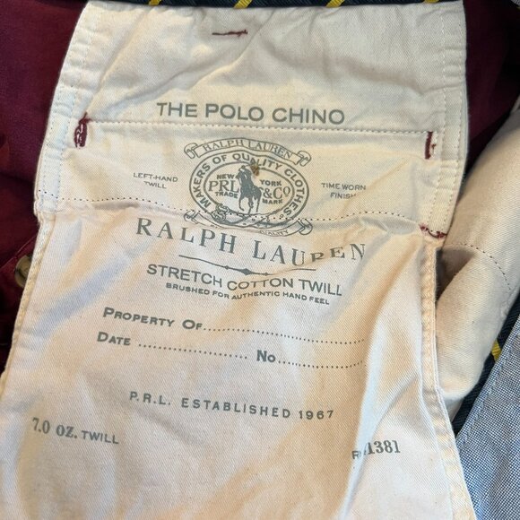 Polo Ralph Lauren Stretch Straight Fit Chinos Red 40x30 Cotton Twill Oxford Band - Picture 4 of 5